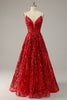Załaduj obraz do przeglądarki galerii, Plus Size Cienkich Ramiączkach Burgundia Sukienki Wieczorowe z Cekinami