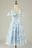 Załaduj obraz do przeglądarki galerii, Druk Niebieska Sukienki Na Impreze z Odkrytymi Ramionami