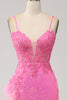 Załaduj obraz do przeglądarki galerii, Modna Różowa Cekinowa Długa Sukienka Syrenka Na Studniówkę Z Aplikacjami