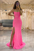 Załaduj obraz do przeglądarki galerii, Brokatowa Różowa Syrenka Długa Sukienka Na Studniówkę Z Rozcięciem