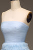 Załaduj obraz do przeglądarki galerii, Tiulowa Jasnoniebieska Warstwowa Sukienka Na Studniówkę Z Rozcięciem