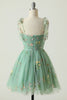 Załaduj obraz do przeglądarki galerii, Zielona krótka sukienka A-Line Homecoming z haftem