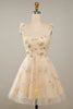 Załaduj obraz do przeglądarki galerii, Szaroniebieska krótka sukienka A-Line Homecoming z haftem