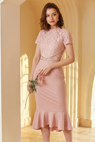 Różowa koronkowa Sukienka Lata 60