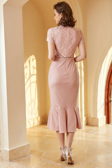 Różowa koronkowa Sukienka Lata 60