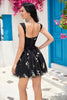 Załaduj obraz do przeglądarki galerii, Śliczna Linia Z Ramienia Czarny Gorset Sukienki Na Impreze Z Haftem