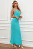Załaduj obraz do przeglądarki galerii, Niebieskie paski spaghetti Syrenka Suknia ślubna