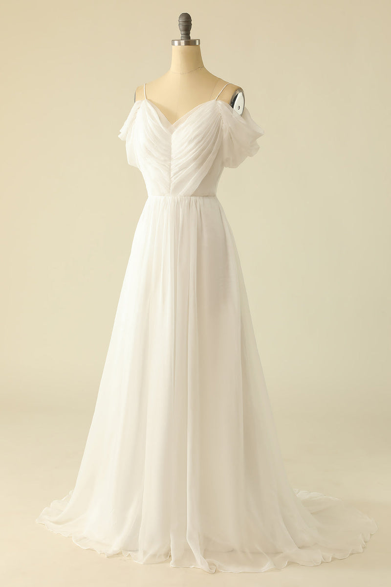 Załaduj obraz do przeglądarki galerii, Biała Tiulowa Suknia Ślubna z Ramion