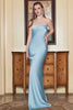 Załaduj obraz do przeglądarki galerii, Niebieska Bez Ramiączek Długa Sukienka Syrenka Na Studniówkę