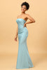 Załaduj obraz do przeglądarki galerii, Szaro-niebieska Satynowa Sukienka Dla Druhny