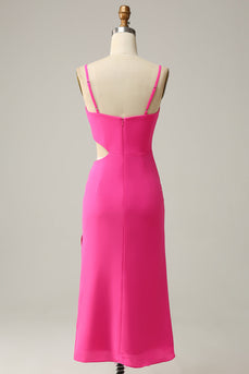 Cienkich Ramiączkach Różową Sukienki Dla Druhny z Marszczeniami