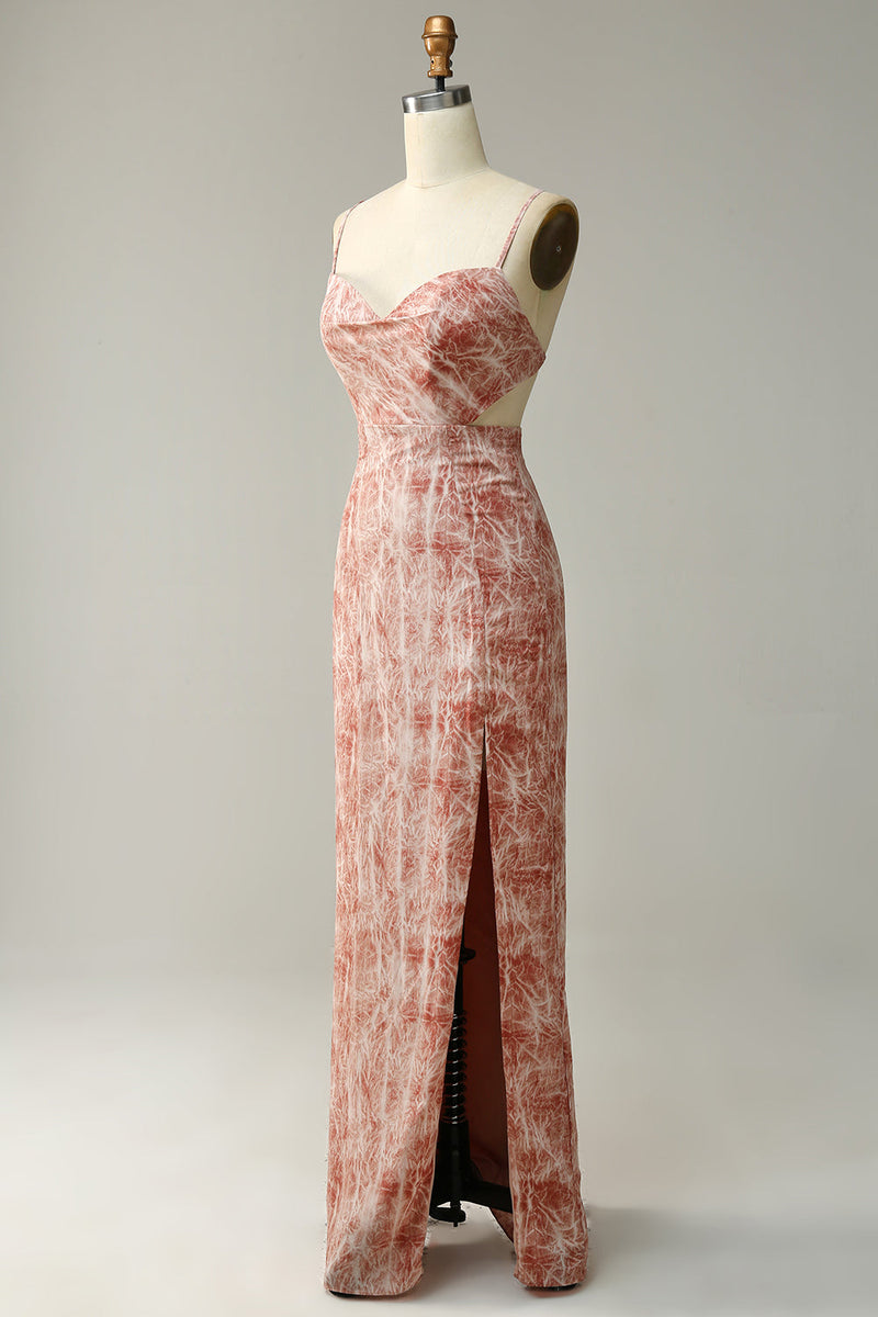 Załaduj obraz do przeglądarki galerii, Cienkich Ramiączkach Rumieniec Długa Sukienki Dla Druhny Z Rozcięciem