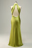 Załaduj obraz do przeglądarki galerii, Dekolt Halter Zielona Sukienki Dla Druhny z Odkrytymi Plecami