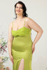 Załaduj obraz do przeglądarki galerii, Plus Size Zielone Sukienki Dla Druhny Z Rozcięciem