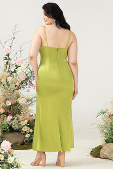 Plus Size Zielone Sukienki Dla Druhny Z Rozcięciem