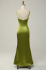 Załaduj obraz do przeglądarki galerii, Satynowe Syrenka Zielone Sukienki Dla Druhny Z Rozcięciem