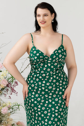 Zielony kwiatowy print Lato Plus Size Sukienka dla druhen
