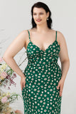 Zielony kwiatowy print Lato Plus Size Sukienka dla druhen