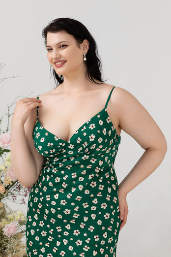 Zielony kwiatowy print Lato Plus Size Sukienka dla druhen