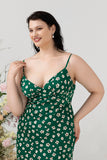 Zielony kwiatowy print Lato Plus Size Sukienka dla druhen