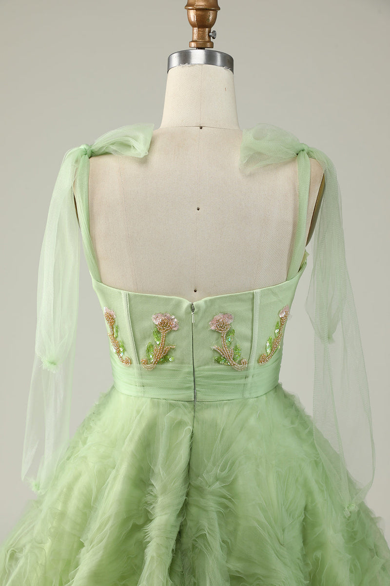 Załaduj obraz do przeglądarki galerii, Cienkich Ramiączkach Tiulowa Zielone Sukienki Na Impreze