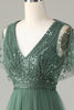 Załaduj obraz do przeglądarki galerii, Tiul Eukaliptus Sukienki Na Wesele Z Cekinami Z Koralikami