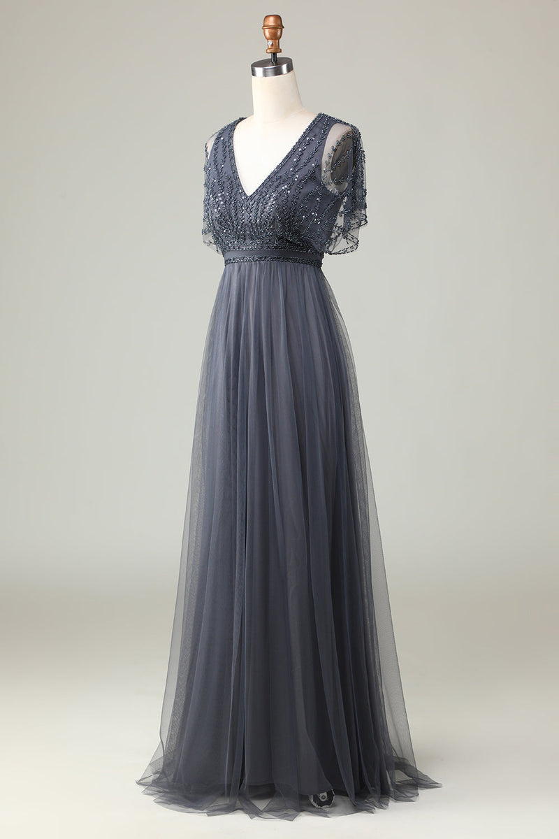 Załaduj obraz do przeglądarki galerii, Tiul Eukaliptus Sukienki Na Wesele Z Cekinami Z Koralikami
