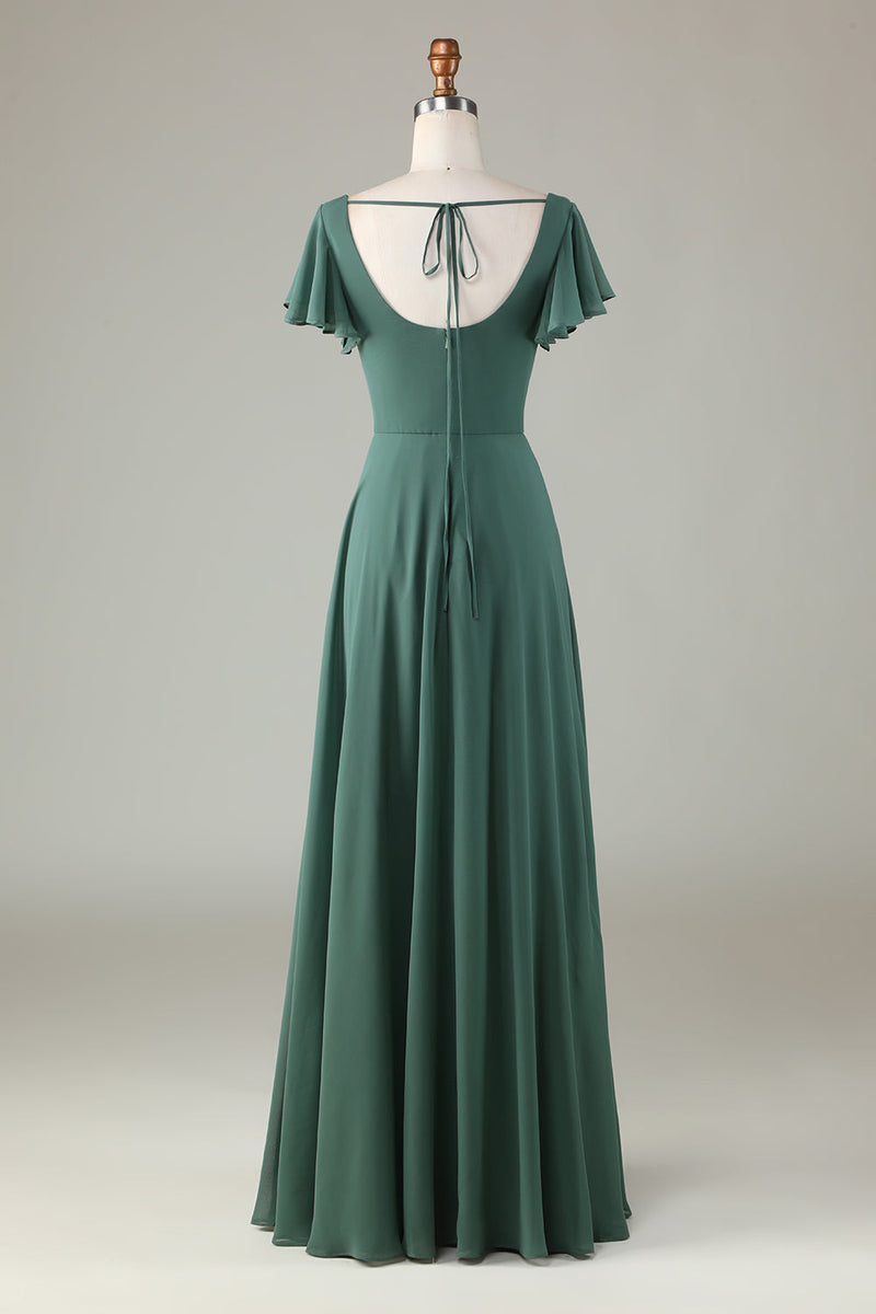 Załaduj obraz do przeglądarki galerii, Eukaliptusowa Długa Sukienki Dla Druhny Z Marszczeniami