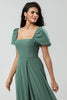 Załaduj obraz do przeglądarki galerii, Szyfonowe Bufiaste Rękawy Zielona Sukienka Dla Druhen