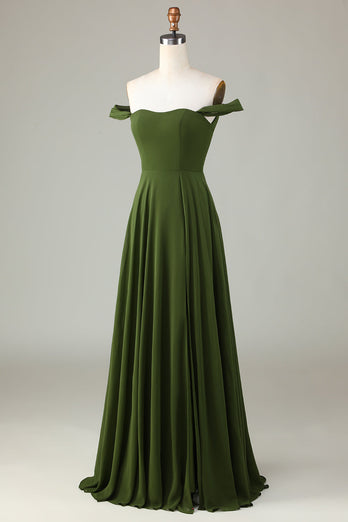 Zielona Sukienki Dla Druhny z Odkrytymi Ramionami
