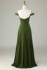 Załaduj obraz do przeglądarki galerii, Zielona Sukienki Dla Druhny z Odkrytymi Ramionami