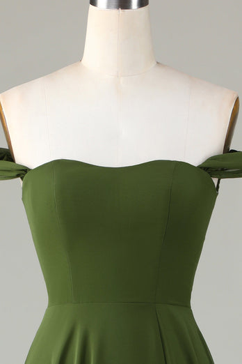 Zielona Sukienki Dla Druhny z Odkrytymi Ramionami