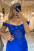 Załaduj obraz do przeglądarki galerii, Błyszcząca Królewska Niebieska Syrenka Długa Sukienka Na Studniówkę Z Cekinowymi Aplikacjami