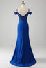 Załaduj obraz do przeglądarki galerii, Królewska Niebieska Syrenka Cekinowe Sukienki Na Studniówke Z Rozcięciem