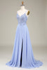 Załaduj obraz do przeglądarki galerii, Cienkich Ramiączkach Fioletowe Długa Sukienki Na Studniówke Z Aplikacjami