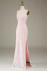 Załaduj obraz do przeglądarki galerii, Syrenka Błyszcząca Różowa Sukienka Na Studniówkę Z Rozcięciem