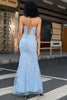 Załaduj obraz do przeglądarki galerii, Jasnoniebieska Gorsetowa Sukienka Syrenka Na Studniówkę Z Aplikacjami