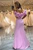 Załaduj obraz do przeglądarki galerii, Brokatowa Różowa Kwiatowa Syrenka Długa Sukienka Na Studniówkę Z Rozcięciem