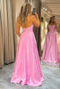Załaduj obraz do przeglądarki galerii, Różowa Linia Linia Bez Pleców Długa Gorset Sukienka Na Studniówkę Z Koronką