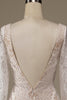 Załaduj obraz do przeglądarki galerii, Szampan Koronkowa Suknia Ślubna Z Długim Rękawem