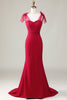 Załaduj obraz do przeglądarki galerii, Syrena Satyna Bordowa długa suknia druhny z kokardkami