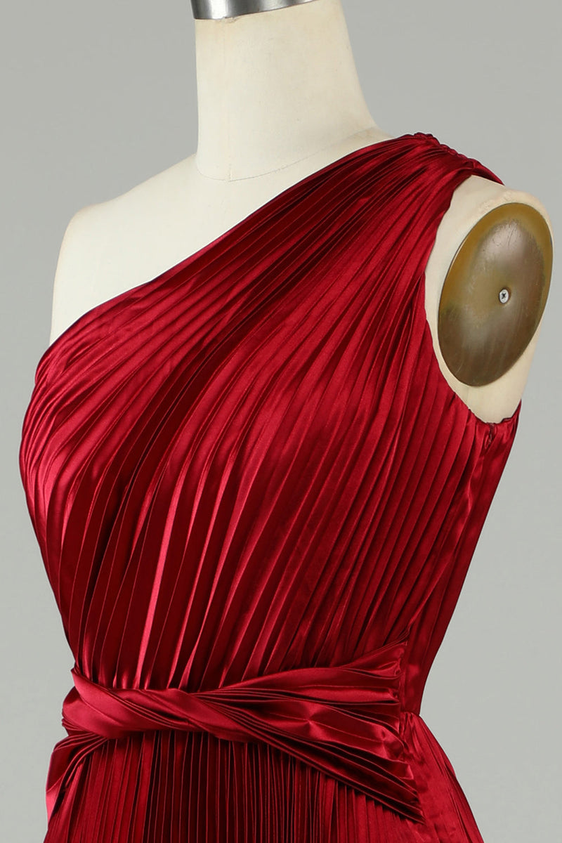 Załaduj obraz do przeglądarki galerii, Asymetryczna sukienka dla druhen Shoudler Burgundy