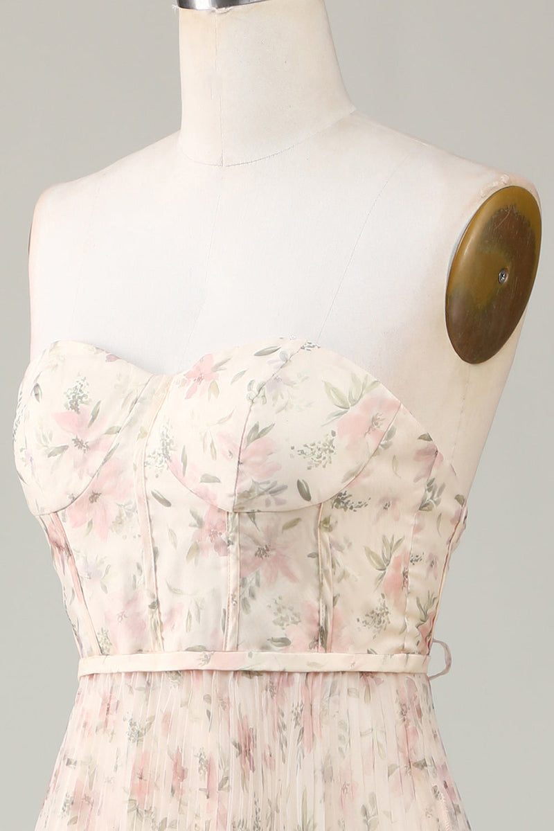 Załaduj obraz do przeglądarki galerii, A-Line Sweetheart Szampan Kwiat Sukienka dla druhen