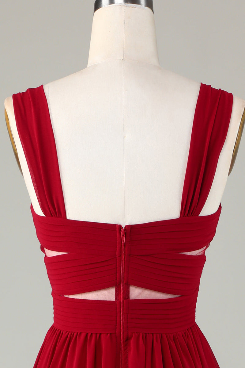 Załaduj obraz do przeglądarki galerii, Burgundia Sukienki Dla Druhny w Kształcie Litery A