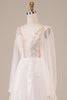 Załaduj obraz do przeglądarki galerii, Suknia Ślubna Z Długimi Rękawami Z Otwartym Tyłem Z Kości Słoniowej Z Aplikacjami