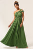 Załaduj obraz do przeglądarki galerii, Urocza Linia Oliwkowo-Zielona Spandex Convertible Nosić Długą Sukienkę Dla Druhen