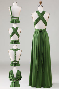 Zielona Sukienki Dla Druhny w Kształcie Litery A Bez Rękawów