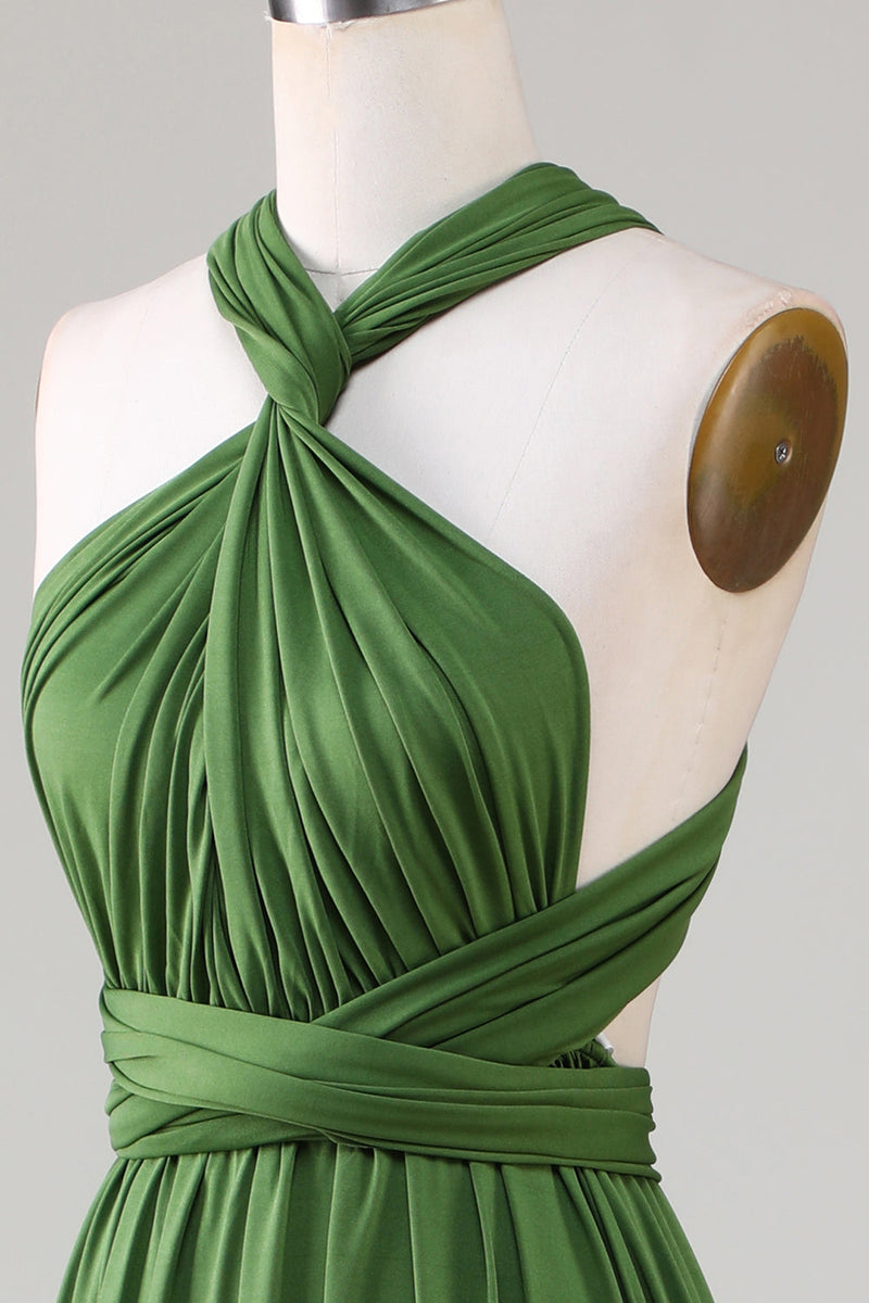 Załaduj obraz do przeglądarki galerii, Zielona Sukienki Dla Druhny w Kształcie Litery A Bez Rękawów