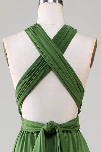 Zielona Sukienki Dla Druhny w Kształcie Litery A Bez Rękawów