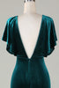 Załaduj obraz do przeglądarki galerii, Aksamitna Zielona Sukienki Dla Druhny z Falbankami
